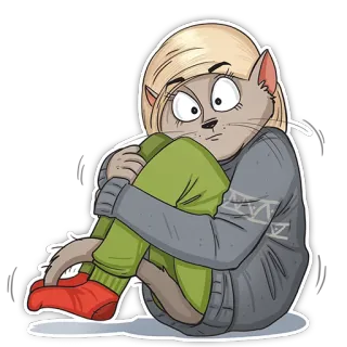 😦 7bfab544 gato, desenho animado, antropomórfico, triste, isolado, assustado whatsapp sticker