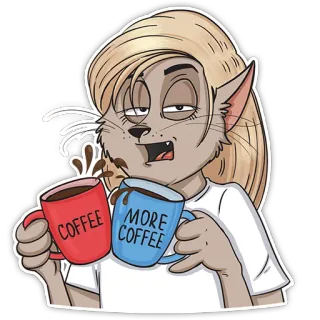 😴 80ecda39 COFFEE MORE COFFEE café, exaustao, cansado, desenho animado, manhã, bebida whatsapp sticker
