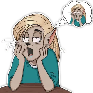 😴 f2bba1f6 gato, desenho animado, sonolento, entediado, bocejo, sonhando whatsapp sticker