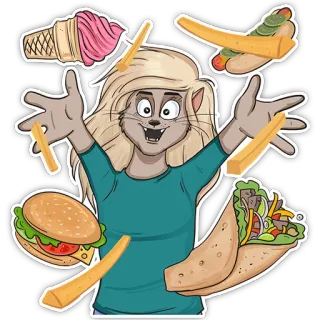 🌭 fc1395a1 comida, desenho animado, fast food, personagem, hambúrguer, sorvete, batata frita, cachorro-quente whatsapp sticker