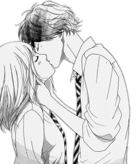 😘 543c7346 küssen, romantik, anime, paar, liebe, kuss telegram sticker