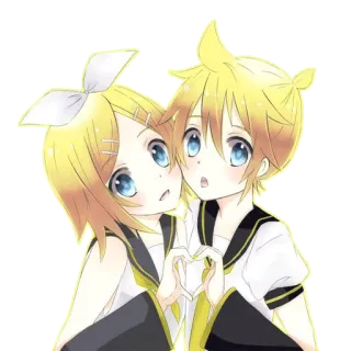 💛 9265c5db Rin Kagamine and Len Kagamine Anime, Vocaloid, Kagamine, Süß, Digitale Kunst, Illustration telegram sticker