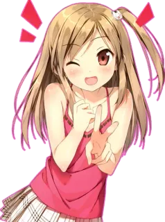 ✌ cd90d3c6 Anime Mädchen, Cartoon, Süß, Zwinkern, Lächelnd, Fröhlich telegram sticker