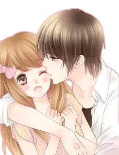 😘 e6b82283 Anime, Paar, Romantik, Liebe, Süß, Cartoon telegram sticker