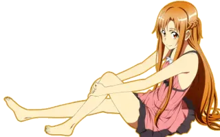 😊 29e80066 Asuna Yuuki Sword Art Online anime, female, sitting, girl, sword art online, asuna telegram sticker