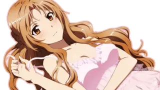 😕 f8e5c33f anime girl, lying down, cartoon character, digital art telegram sticker