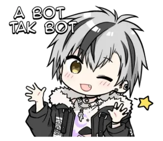 🌟 076c6919 A BOT TAK BOT Anime, Chibi, Słodkie, Machanie, Kreskówka, Gwiazda, Błyszczące telegram sticker