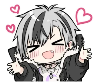 🌟 92bd828d Anime, Chłopak, Serca, Urocze, Naklejka, Manga telegram sticker