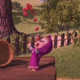 🥕 39a49844 Masha Masha and the Bear bessen, cartoon, kind, animatie, schattig telegram sticker