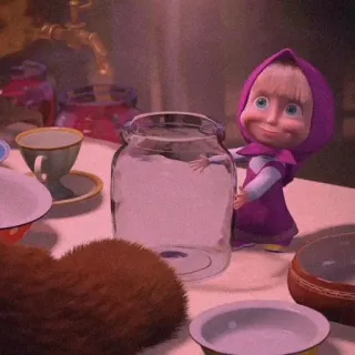 🥕 82b50c7b Masha Masha and the Bear cartoon, meisje, beer, animatie telegram sticker