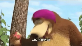 😯 655fc849 СЮРПРИЗ! cartoon, bear, surprise, russian, animation whatsapp sticker