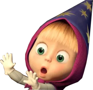 😲 64546635 Masha Masha and the Bear dibujos animados, niño, niña, sorpresa, asustado telegram sticker