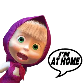🏘 34bba782 Masha Masha and the Bear I'M AT HOME dessin animé, fille, maison, personnage telegram sticker