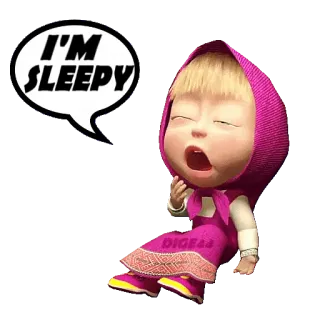 😪 53ce7f2a Masha Masha and the Bear I'M SLEEPY dessin animé, endormi, mignon, fille, fatigué telegram sticker