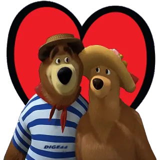 ❤️ 6ae08f7e Bear Masha and the Bear DIGESS dessin animé, ours, amour, coeur, couple telegram sticker