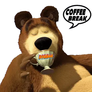 ☕️ e9c2521c Bear COFFEE BREAK café, ours, pause, dessin animé, détente telegram sticker