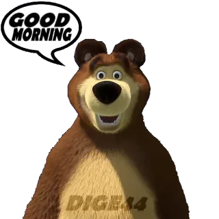 🛏 ea0072bf GOOD MORNING ours, animal, bonjour, dessin animé telegram sticker