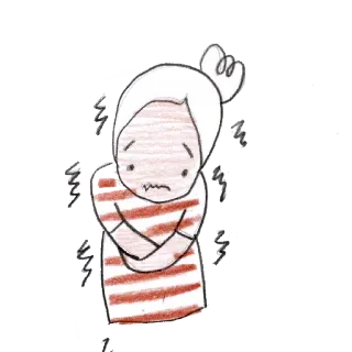 😰 6b886533 震え, 寒い, 漫画, 女性, イラスト, 悲しい telegram sticker