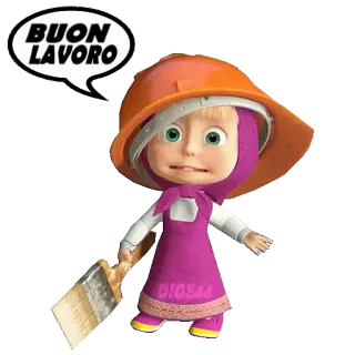 ⛏ 0ce441b5 Masha Masha and the Bear BUON LAVORO Masha, Masha e Orso, cartone animato, bravo, italiano, bambino, ragazza telegram sticker