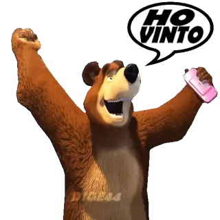 🏅 2513b493 HO VINTO orso, ho vinto, cartone animato, festa, vittoria, animale, successo telegram sticker