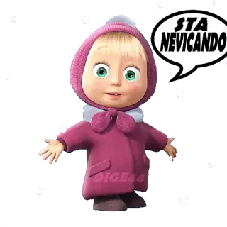 🌨 4a6290d5 Masha Masha and the Bear STA NEVICANDO Masha, Masha e Orso, cartone animato, neve, inverno, carino telegram sticker
