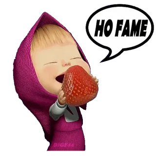 🍓 7148380b Masha Masha and the Bear HO FAME Masha, Masha e Orso, cartone animato, fragola, cibo, fame, FAME telegram sticker