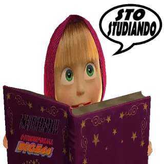 📘 ad06e252 Masha Masha and the Bear STO STUDIANDO masha, studiare, cartone animato, leggere, libro, studente telegram sticker
