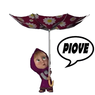 🌂 b03215be Masha Masha and the Bear PIOVE Masha e Orso, cartone animato, ombrello, pioggia, animazione, carino telegram sticker