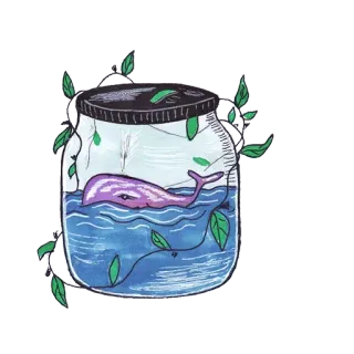 🍶 18f02020 baleia, pote, oceano, mar, aquático, natureza, animal telegram sticker
