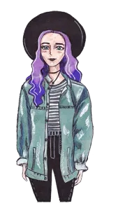 🙍 cb83b0a6 mulher, moda, estilo, garota, chapéu, jaqueta telegram sticker