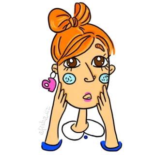 😱 8529e635 ajishakoz 女人, 卡通, 女孩, 人物, 脸, 插画 telegram sticker