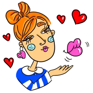 😘 b1b0400b 女人, 爱心, 嘴唇, 爱, 吻, 卡通, 女孩 telegram sticker