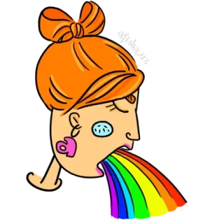 😖 edf4377e 卡通, 呕吐, 彩虹, 吐, 搞笑, 生病 telegram sticker