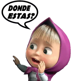 😑 11e65ae6 Masha Masha and the Bear DONDE ESTAS? kartun, gadis, bertanya, spanyol, kamu di mana, beruang whatsapp sticker