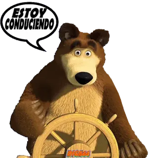 🚗 7207f790 Bear Masha and the Bear ESTOY CONDUCIENDO beruang, mengemudi, kartun, hewan, setir whatsapp sticker
