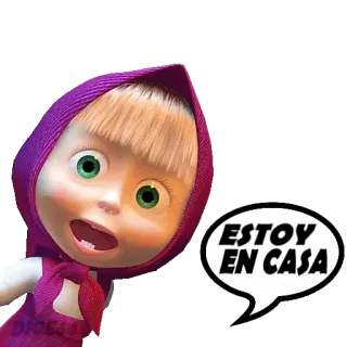 🏠 f8be1654 Masha Masha and the Bear ESTOY EN CASA kartun, gadis, rumah, dalam, Masha whatsapp sticker
