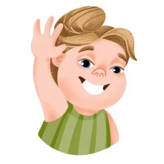 ✋ 254ba892 kartun, anak laki-laki, melambai, ramah, anak telegram sticker