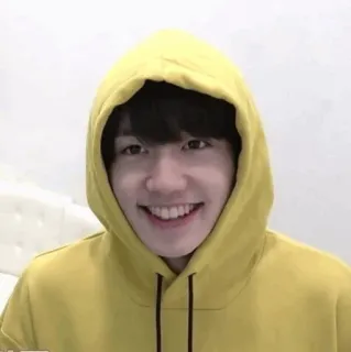 ☁ bf1a5780 pessoa, moletom com capuz, amarelo, sorrindo, retrato, fofo whatsapp sticker