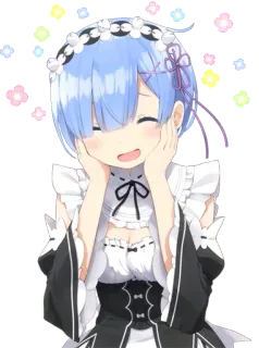 😋 519039d3 Rem Re:Zero Anime, Mädchen, Maid, Süß, Kawaii, Lächelnd telegram sticker