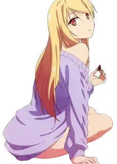 😇 7507c131 Anime, Mädchen, Blond, Pullover, Süß, Cartoon telegram sticker