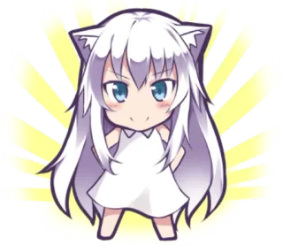🙂 18352290 anime, kawaii, cat ears, chibi, manga, cute whatsapp sticker