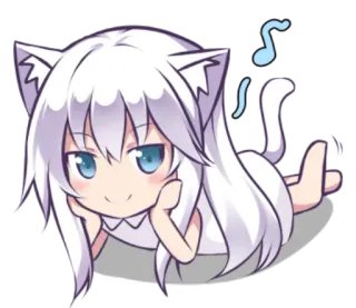 🎶 4a98c9f2 cat girl, anime, kawaii, cute, cat, chibi whatsapp sticker
