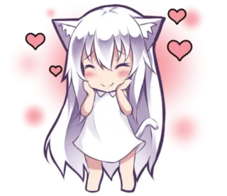 😊 5607bbdf anime, cat girl, cute, hearts, kawaii whatsapp sticker