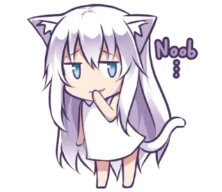 😏 5fd99fb2 Noob anime girl, cat ears, noob, cute, chibi, manga, cartoon whatsapp sticker