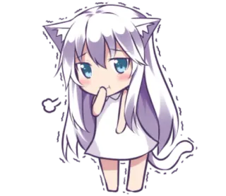 😔 97aca305 anime, cat girl, kawaii, chibi, cute, manga whatsapp sticker