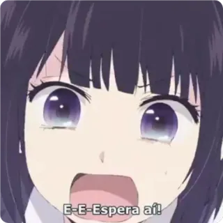 😖 4cdec7c4 E-e-Espera ai! Anime, Dibujos animados, Expresión, Lindo, Chica, Sorpresa whatsapp sticker