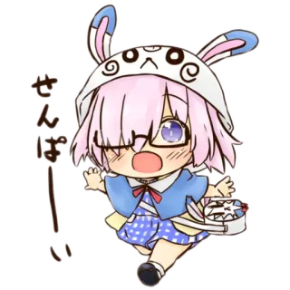 😩 878179f6 せんぱーい! アニメ, マンガ, ちび, かわいい, 可愛い, うさぎ, 日本 whatsapp sticker