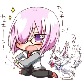 😲 ad047ba0 カッキーン！ アニメ, マンガ, ちび, ステッカー, 可愛い, ピンク髪, 眼鏡 whatsapp sticker