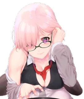 ☺️ e40eb9f5 アニメガール, ピンク髪, メガネ, 漫画, イラスト whatsapp sticker