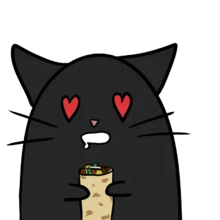 😮 c175ba9c gato, amor, burrito, comida, olhos de coração, animal, kawaii telegram sticker